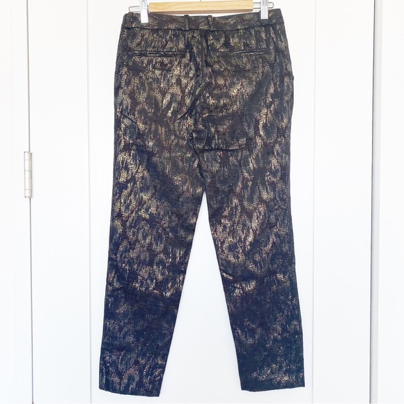 Steven Alan Brown Cropped Ankle Gold Stitch Tuxedo Pants Size 4 - Picture 4 of 5